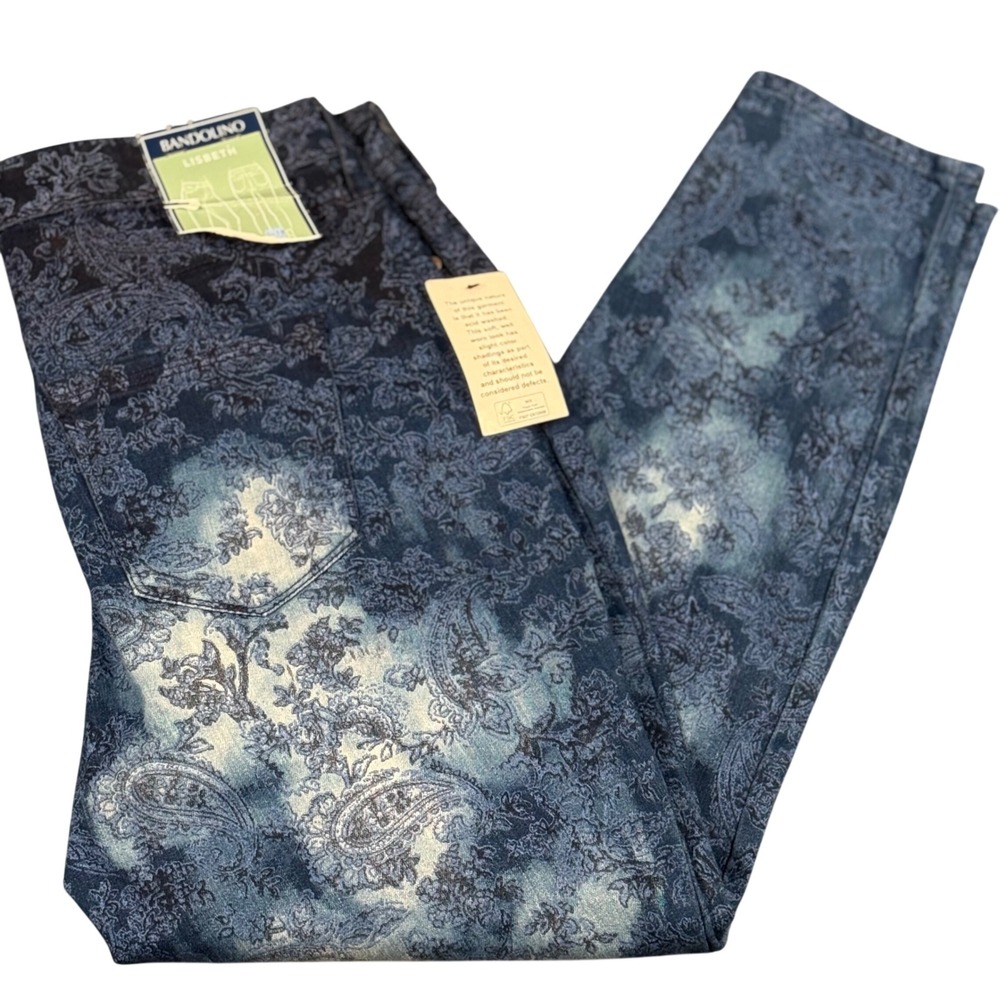 Bandolino 6‎ Lisbeth Luxe Curvy Skinny Crop Jeans Floral Paisley Boho Hippie Art